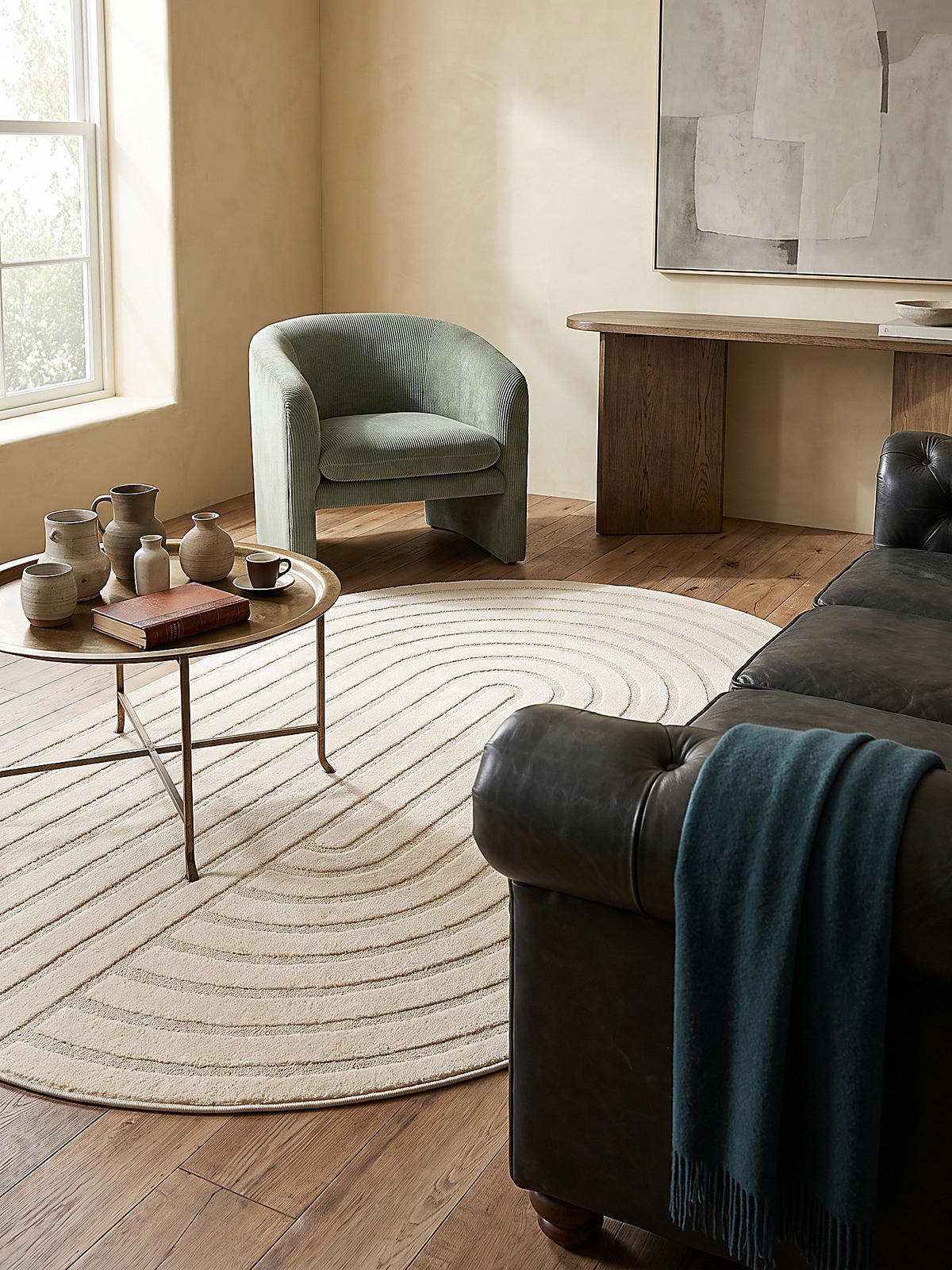 KURZFLORTEPPICH Geometrisch CETINA Polypropylen Creme 160 x 230 cm - Beige, Textil (160/230cm) - KADIMA DESIGN