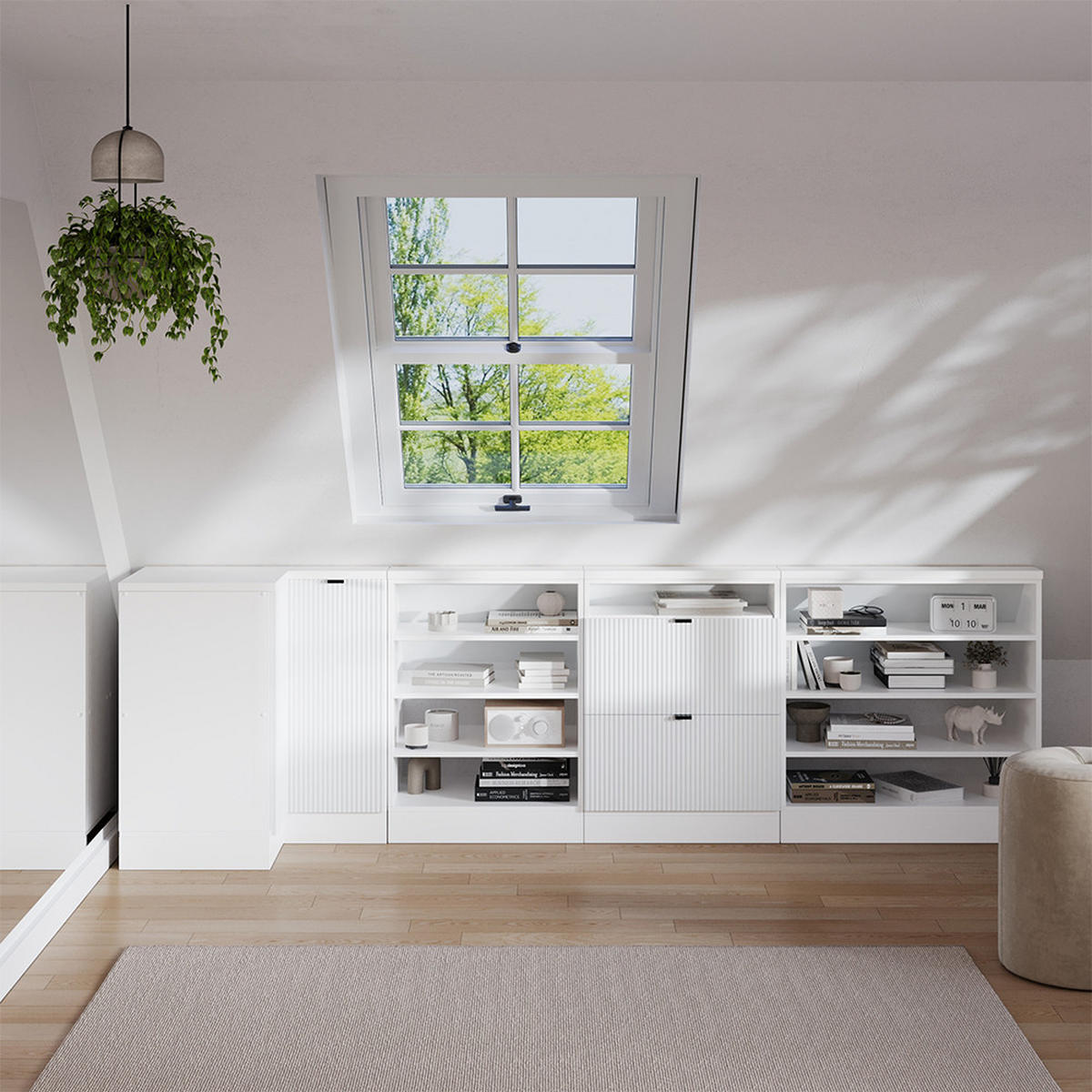 ŠIKMÁ SKŘÍŇ ROHOVÁ SKŘÍŇKA Rion Bílé zvlnění - bílá, kompozitní dřevo (75.6/81.6/46cm) - Vicco