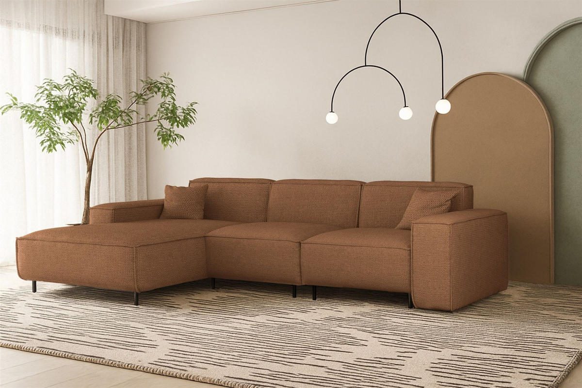 ECKSOFA Gloria In Artico - Braun, Holzwerkstoff/Textil (165/266cm) - Fun Möbel