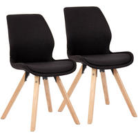 STUHL 2er Set Stoff Schwarz - Eukalyptusholzfarben/Schwarz, Holz/Textil (49/87/58cm) - CLP