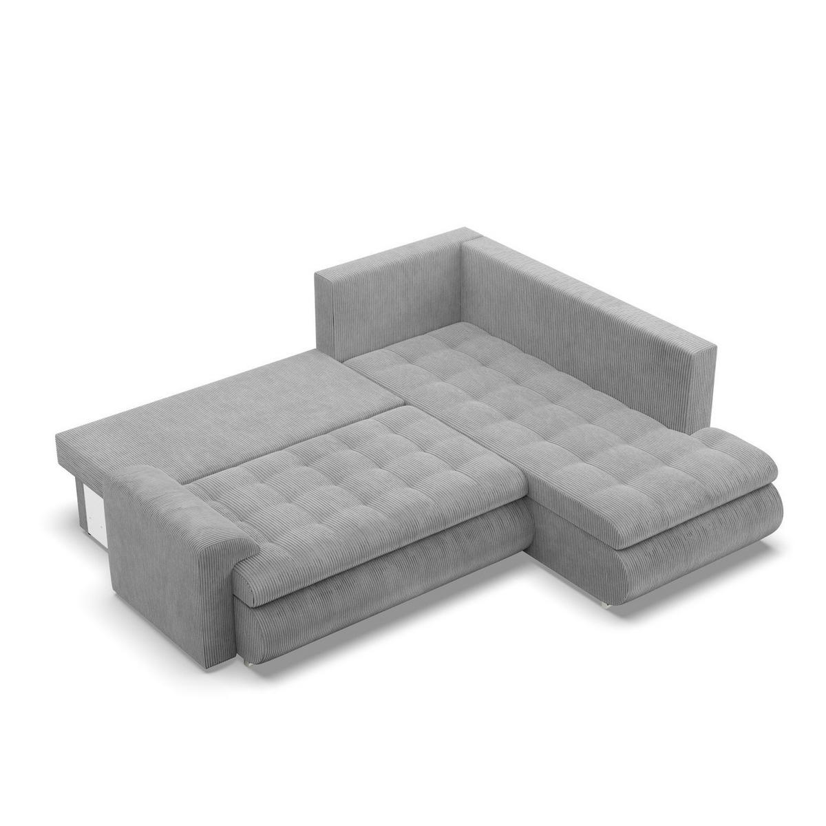 ECKSOFA RECHTS MIT SCHLAFFUNKTION FORESTA, Cord - Grau - Grau, Textil (230/200cm) - Mebligo