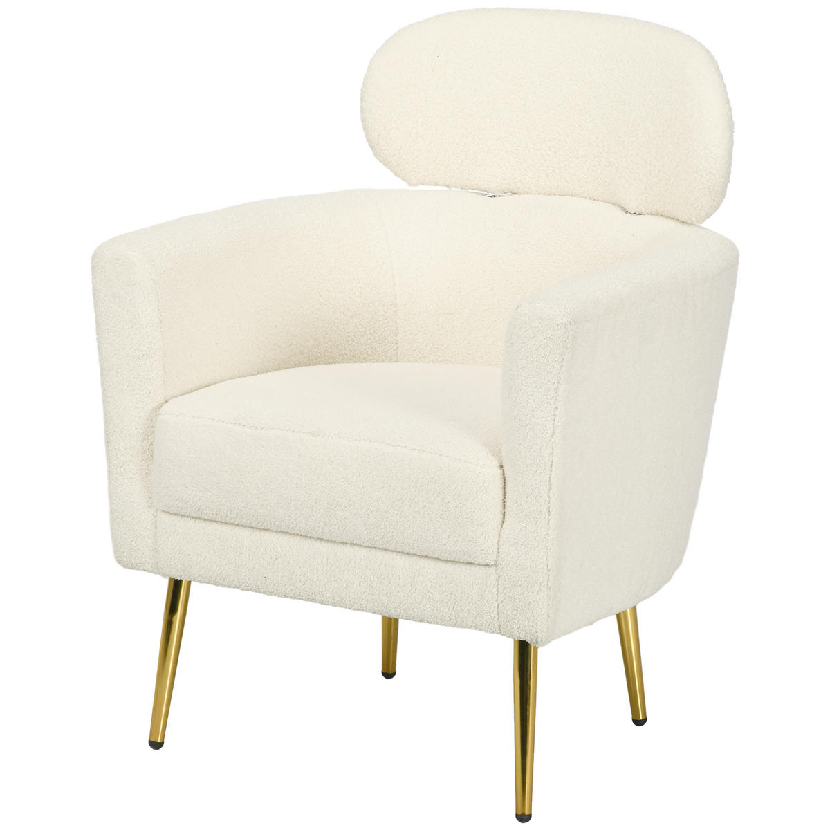SESSEL DE-13456 mit abnehmbarer Kopfstütze, Teddyfell Creme - Creme, Textil (65/90/71cm) - ComfortXL