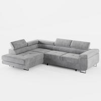 ECKSOFA VEMO EDGE Links Grau Velour-Stoff mit Bettkasten und Schlaffunktion - Grau, Textil (200/270cm) - Barchello