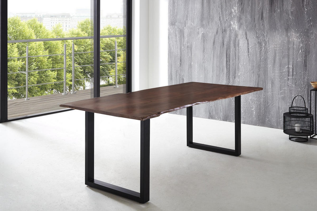 ESSTISCH LUBIN - Schwarz/Braun, Holz/Metall (100/240/77cm) - SAM