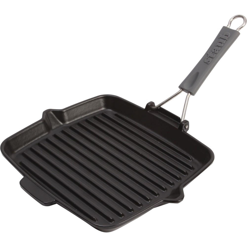 QUADRATISCHE Grillpfanne aus Gusseisen 24 cm 405093440 - Schwarz, Metall (24.5/25.3/3.4cm) - Staub