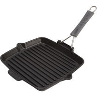 QUADRATISCHE Grillpfanne aus Gusseisen 24 cm 405093440 - Schwarz, Metall (24.5/25.3/3.4cm) - Staub