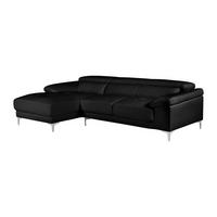 ECKSOFA - Ecke Links - Leder - Schwarz - SOLANGE - Schwarz, Leder (265/167cm) - Vente-Unique