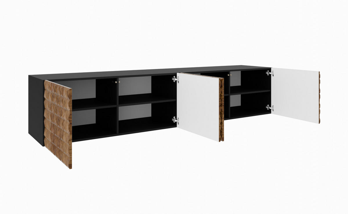 TV-SCHRANK CALI - Wildeiche/Schwarz, Holzwerkstoff (200/41/40cm) - Meblini