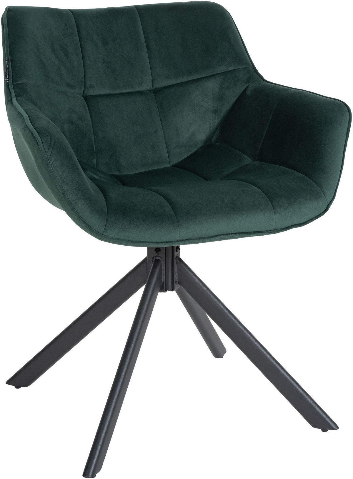 STUHL Samt grün - Schwarz/Grün, Textil/Metall (65/78/59cm) - CLP