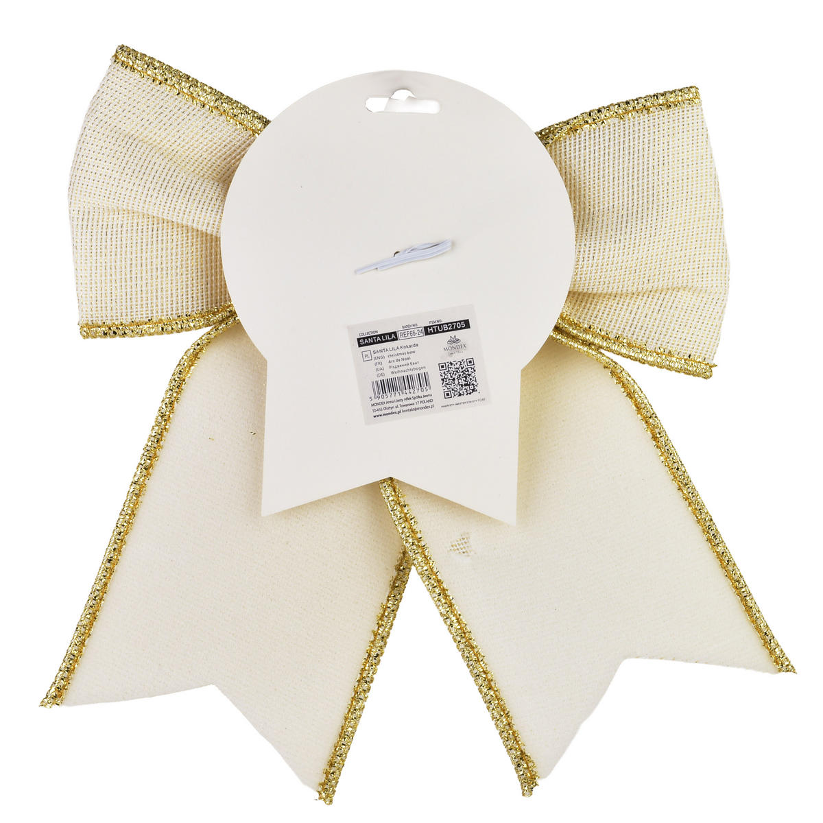 SCHLEIFE Santa Lila Beige 18x18x20 cm Kunststoff - Beige, Kunststoff (18/20/18cm) - Mondex