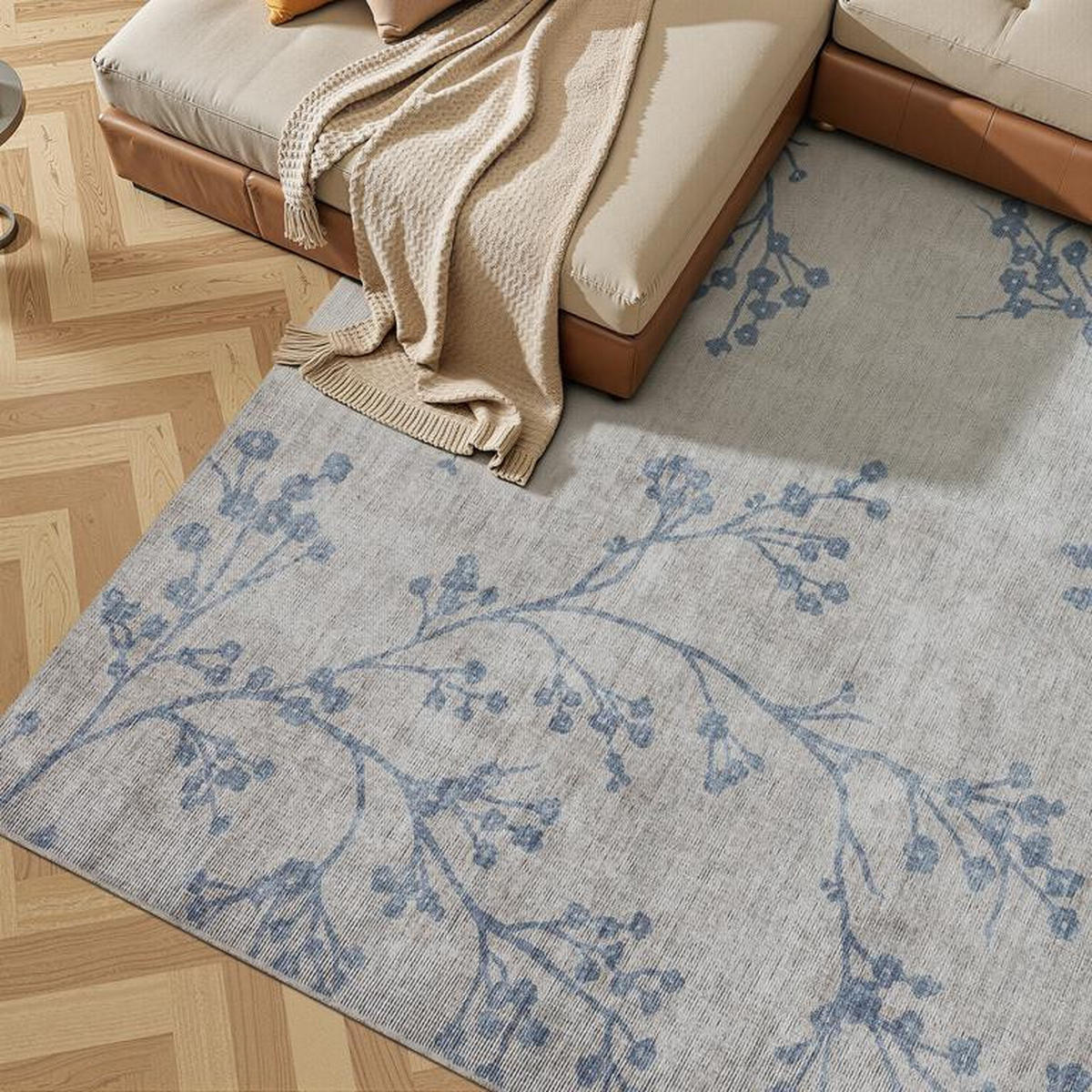 CHENILLE-TEPPICH Script Beige/Blau 200x290 cm - Multicolor, Textil (200/290cm) - Vercai Rugs