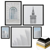 WANDBILDER 5er-Set - 50x50 cm & 20x30 cm & 40x60 cm Schwarzer Rahmen - Moderne Architekturgeometrie - Schwarz, Kunststoff (40/60cm) - ArtPrintCave