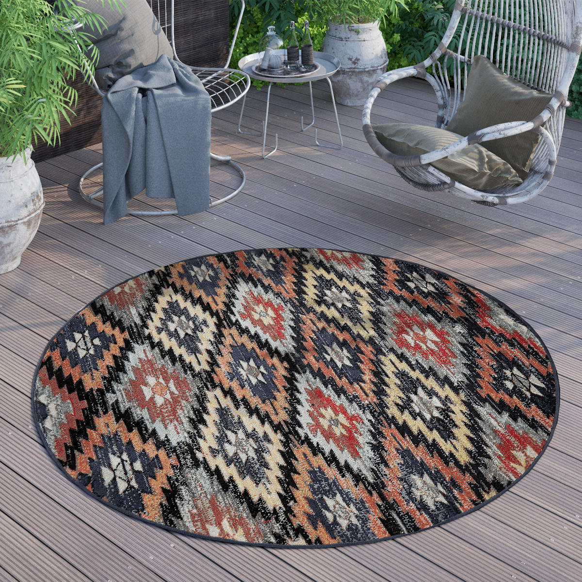 OUTDOORTEPPICH 160/160 cm Artigo 405 - Multicolor, Textil (160/160cm) - Paco Home
