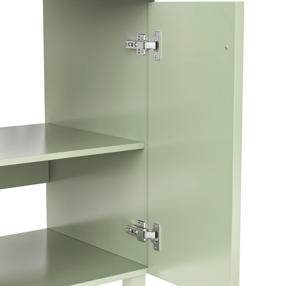 WASCHTISCH aus MDF 81,7x46,8x90 cm Grün mit Keramikwaschbecken, Stauraum und Massivholzfüßen - Grün, Holzwerkstoff (81.7/90/46.8cm) - Modfu