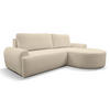 ECKSOFA Dream in L-Form mit Schlaffunktion und Bettkasten, Farbe: Beige, Bouclé-Stoff, Ottomane Rechts - Beige, Textil (260/136cm) - VENASI MÖBEL
