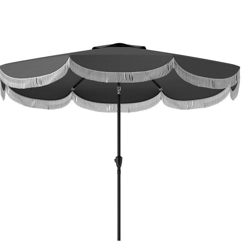 SONNENSCHIRM achteckig 269 cm in Dunkelgrau mit Kurbel und Neigefunktion - Dunkelgrau, Metall (269/269cm) - BEAOK