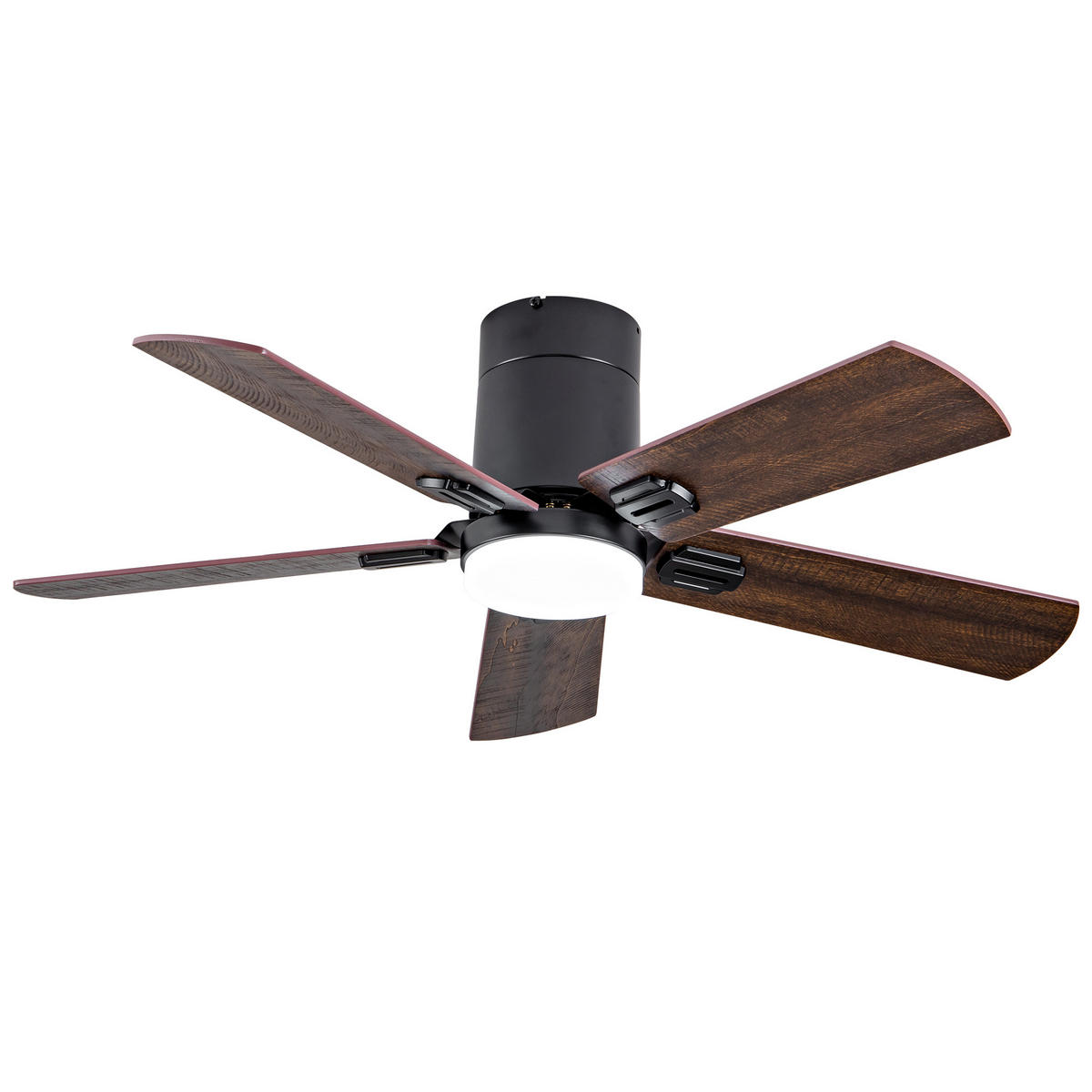 DECKENVENTILATOR DE-16222 42 Zoll flach mit LED & Fernbedienung Schwarz - Walnussfarben, Holz/Metall (107/107/25cm) - ComfortXL