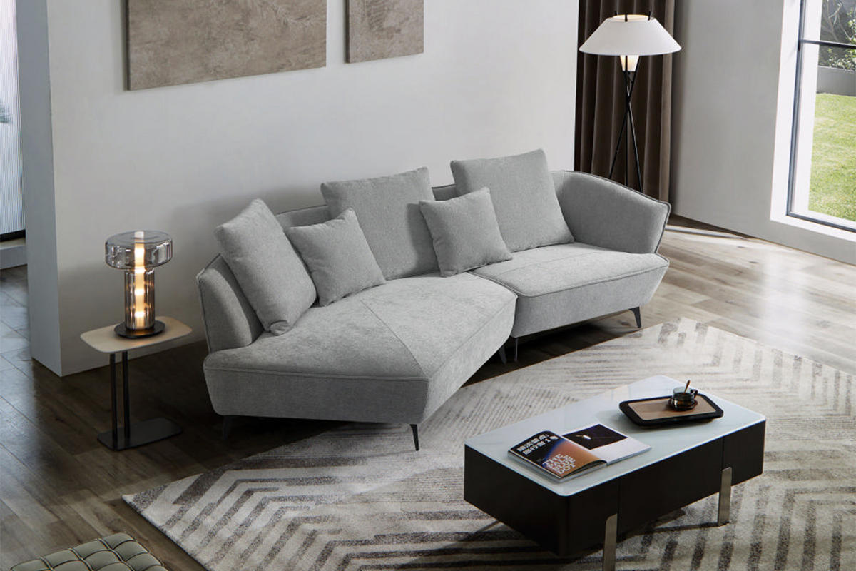 DESIGNSOFA GARBO Grau Webstoff - Schwarz/Grau, Textil/Metall (280/92/158cm) - KAWOLA