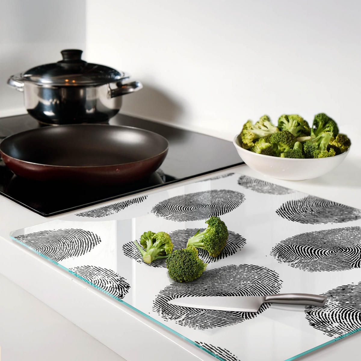 GLASPLATTE 60x52 cm Fingerabdrücke - Schwarz, Glas (60/0.4/52cm) - TULUP