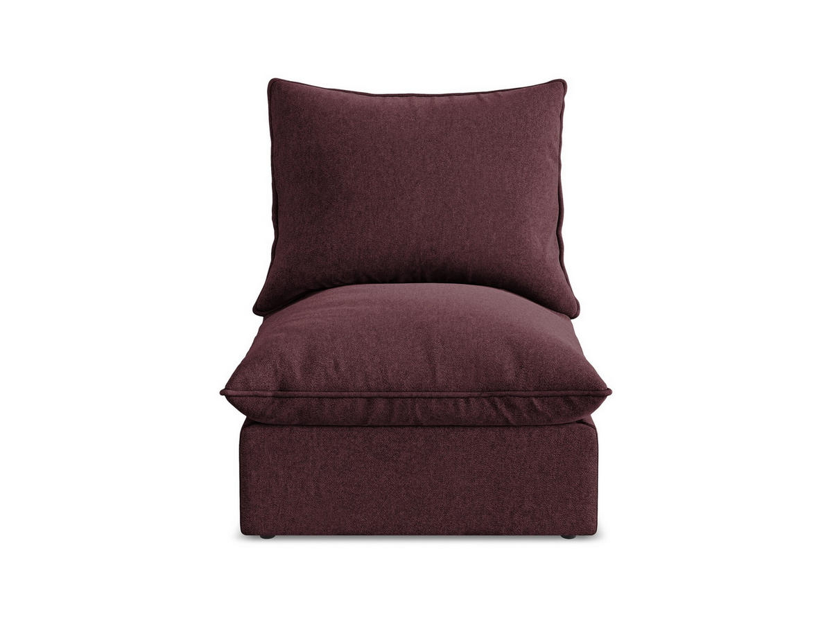 SOFAELEMENT Samt Stoff Rot - Bordeaux/Schwarz, Holzwerkstoff/Kunststoff (75/77/90cm) - Makamii
