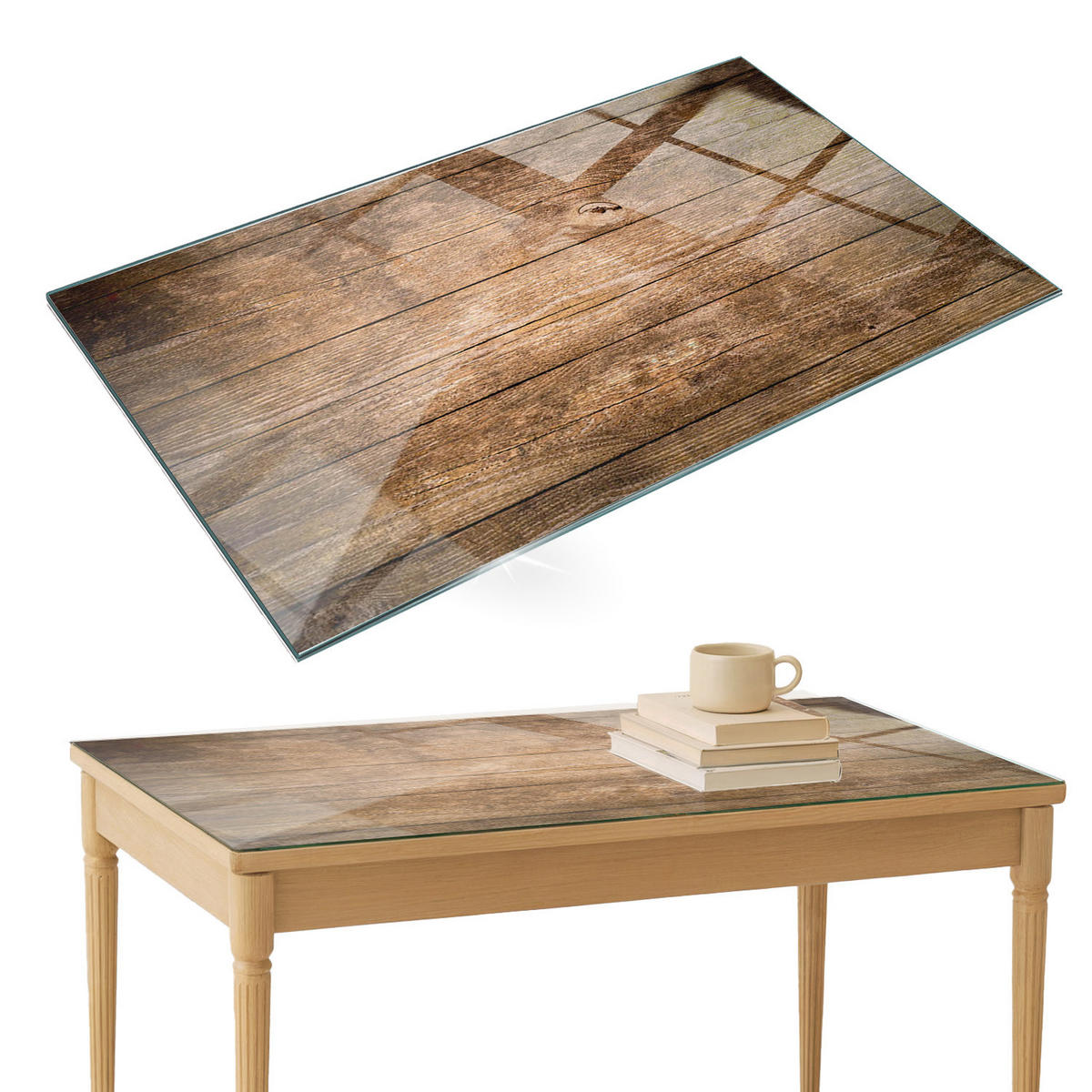 TISCHPLATTE 120x80 cm Der Aufbau von Holzbrettern - Dunkelbraun, Glas (0.4/120/80cm) - TULUP