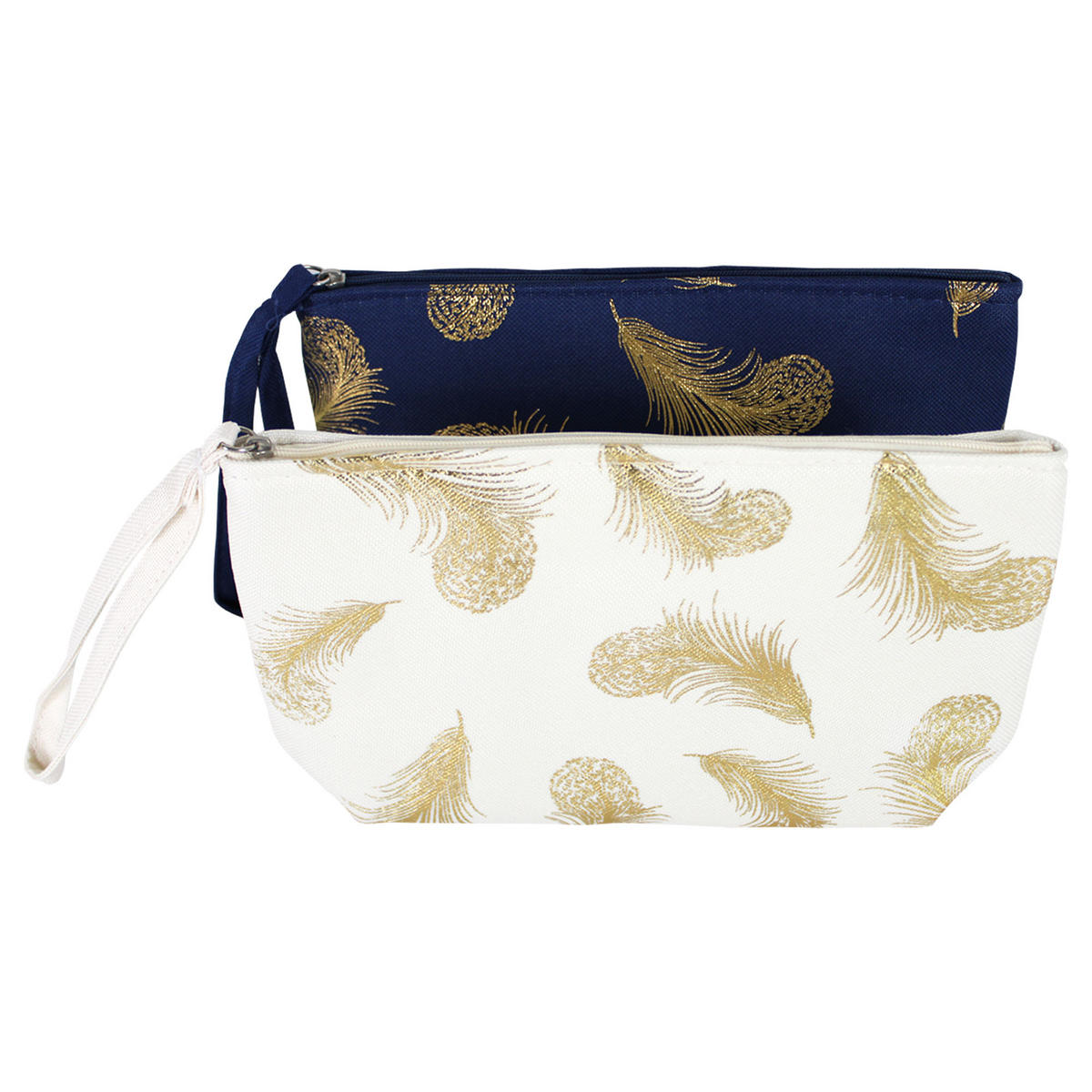 KULTURTASCHE Feder Motiv Blau - Blau, Textil (25/15/15cm) - TiborTex