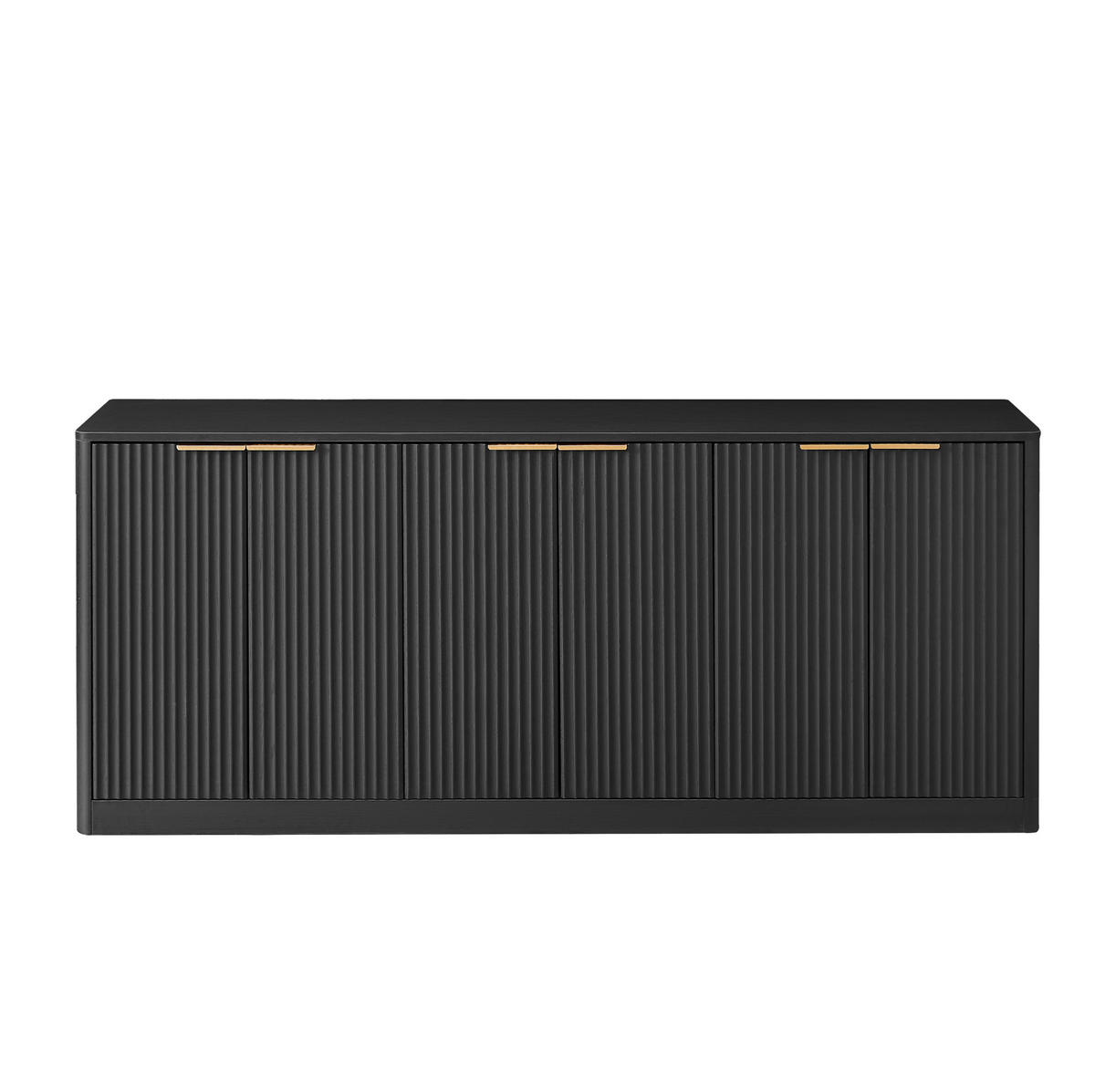 SIDEBOARD 170 cm Schwarz aus MDF mit 6 Türen - Schwarz, Holzwerkstoff (40/70.5/170cm) - OKMYHOME