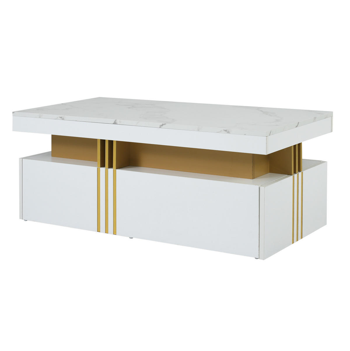 COUCHTISCH mit 2 Schubladen 100x50 cm Weiß Hochglanz - Weiß, Holzwerkstoff (100/50/40cm) - Meubliv