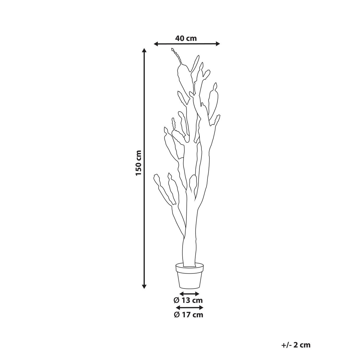 KUNSTPFLANZE im Blumentopf 150 cm Grün/Schwarz Opuntia Cactus - Schwarz/Grün, Kunststoff (150cm) - Beliani