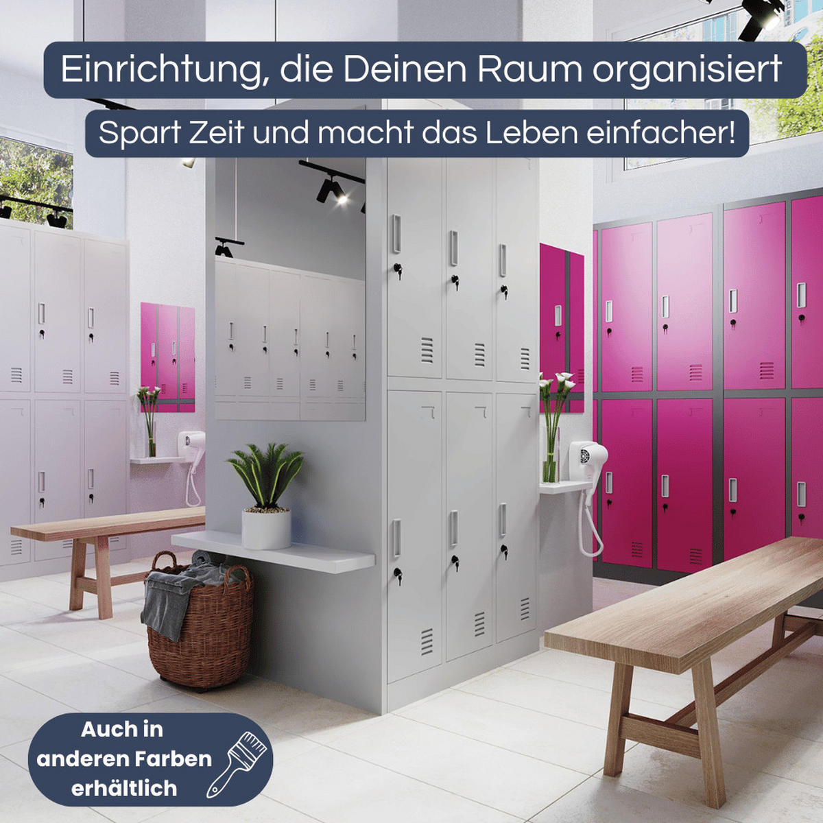 UMKLEIDESCHRANK Spind TOKIO 6 Abteile 185x90x45cm Anthrazit-Weiß - Anthrazit, Metall (90/185/45cm) - DELUKE