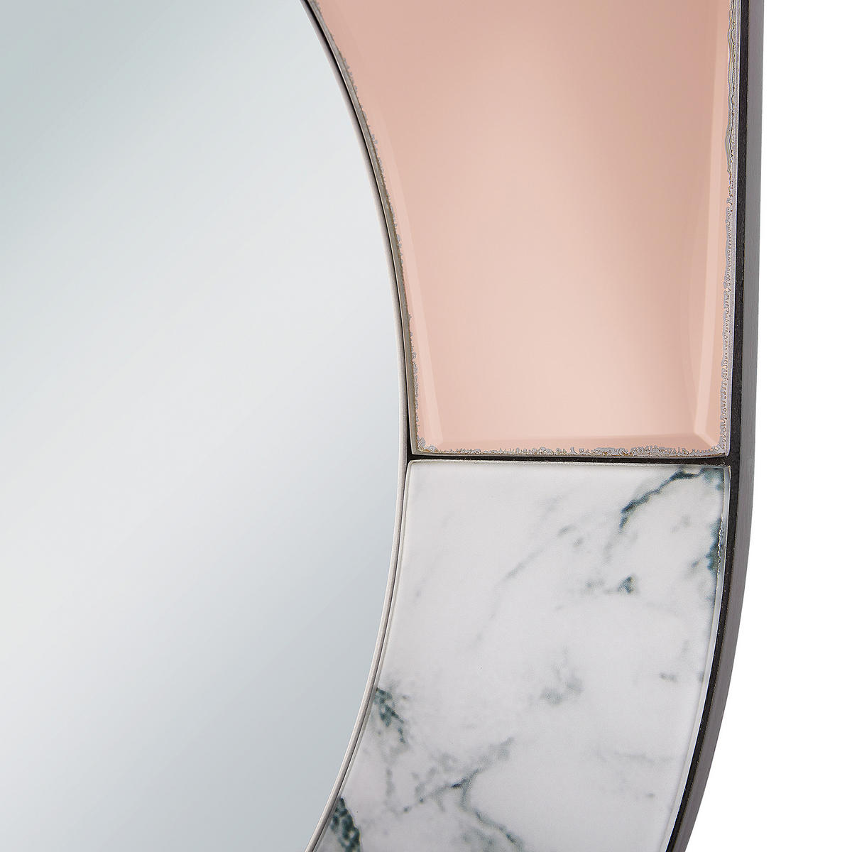 WANDSPIEGEL roségold/weiß Marmor Optik oval 65/50 cm Rety - Roségold/Weiß, Glas (50/65/2cm) - Beliani