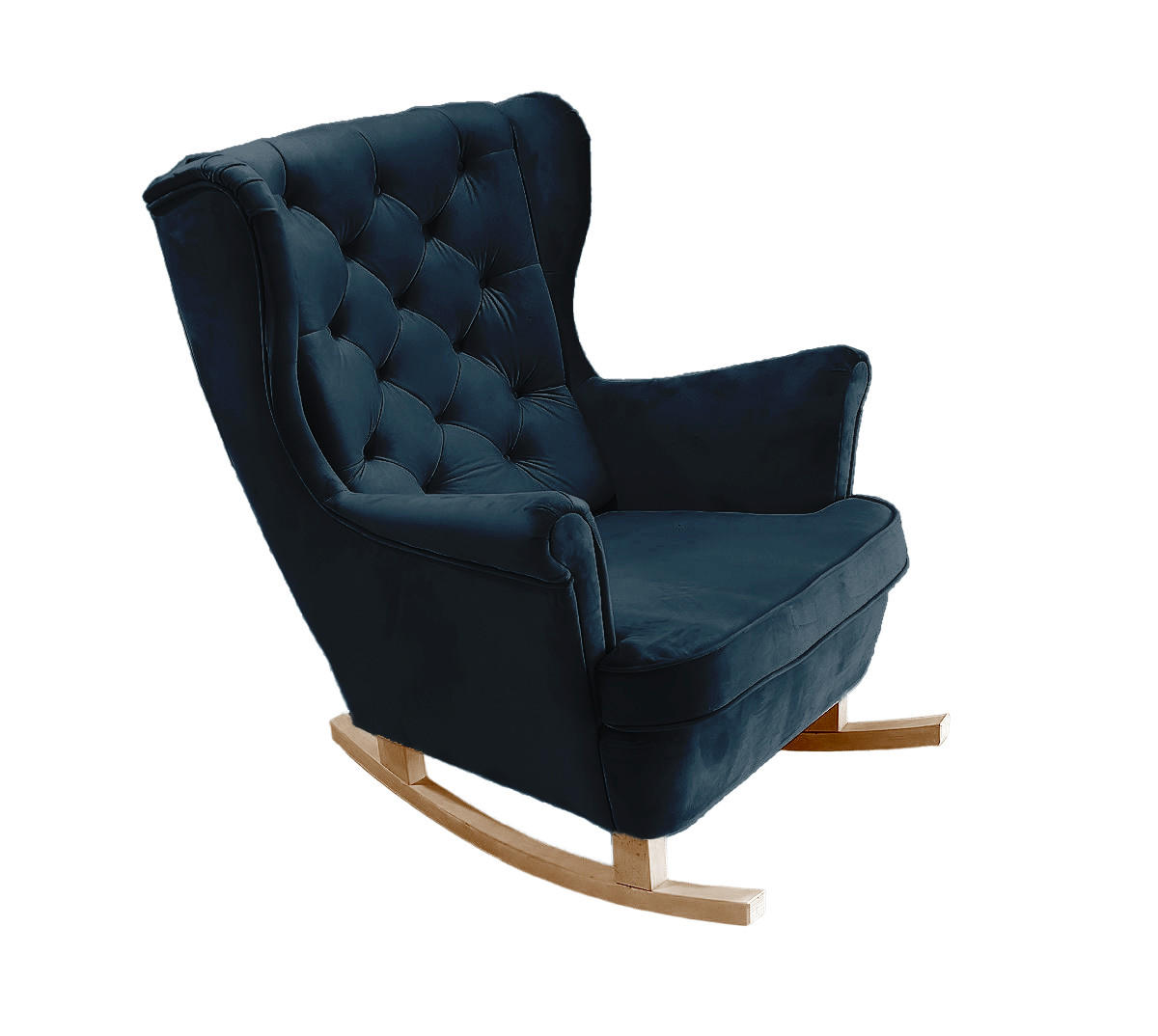 SCHAUKELSESSEL mit gepolstertem Sitz und Armlehnen, 102x81x95 cm, Marineblau_29865 - Blau/Buchefarben, Holz/Textil (81/102/95cm) - DomoHome