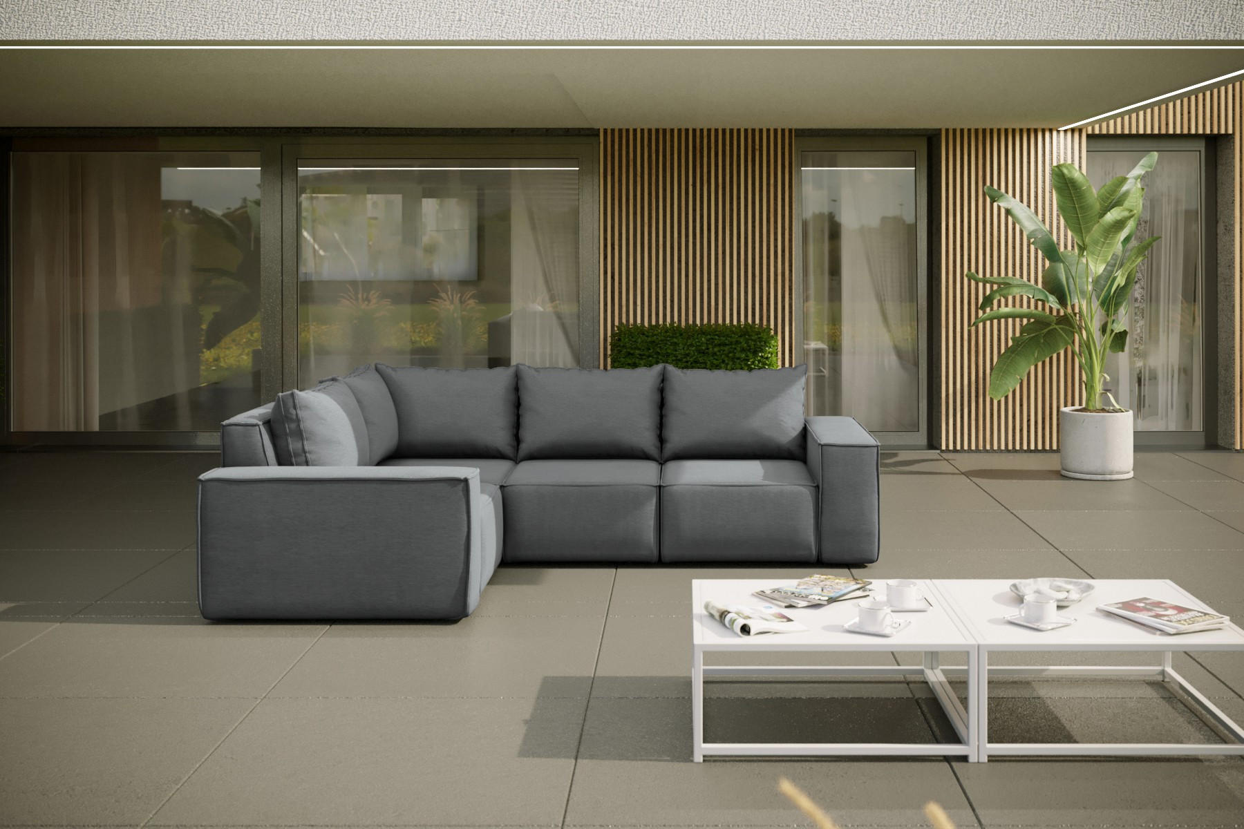 GARTENECKSOFA Für Den Garten SONNE Grau Rechts - Grau, Holz (181/73/246cm) - Kaiser Möbel