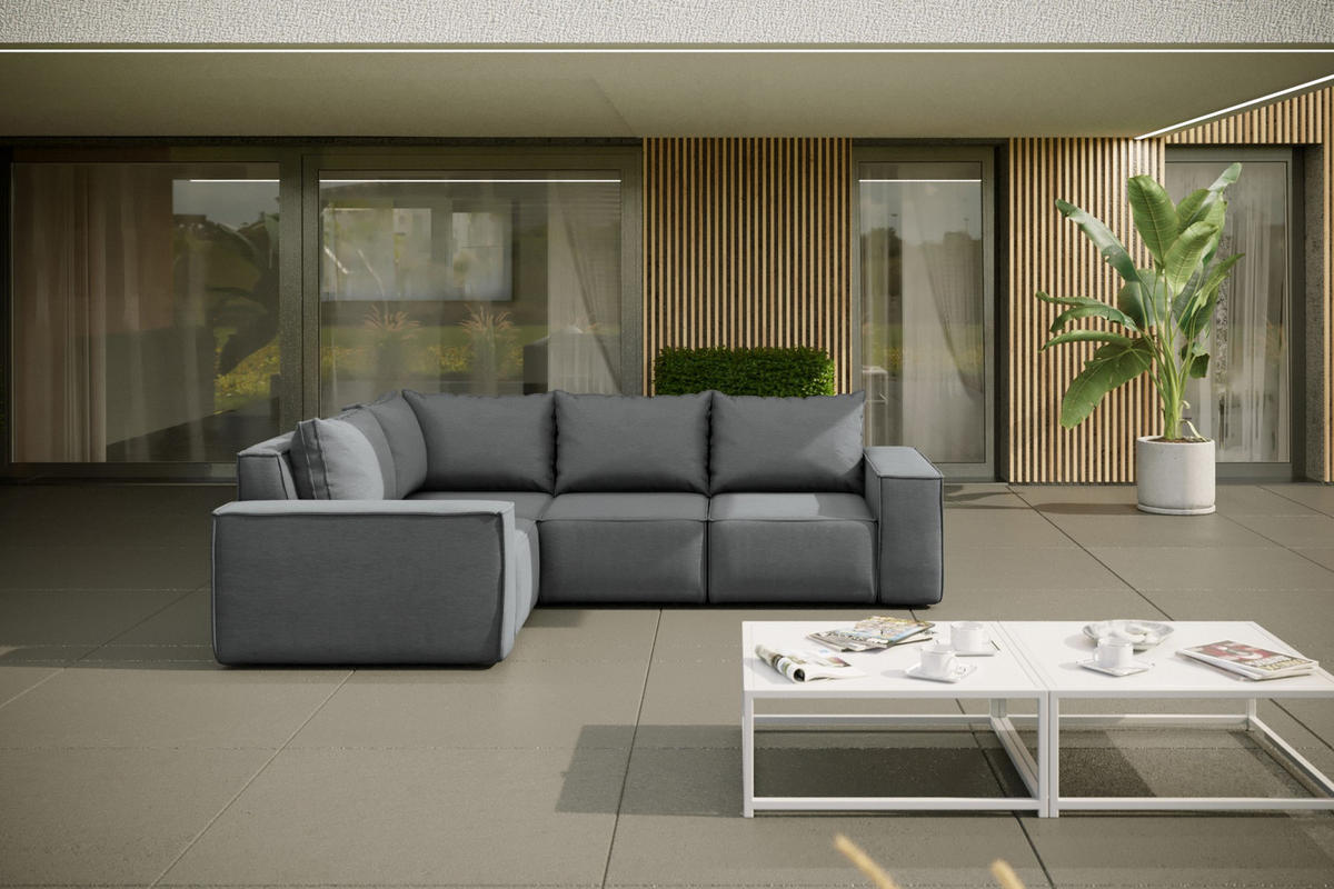 GARTENECKSOFA Für Den Garten SONNE Grau Rechts - Grau, Holz (181/73/246cm) - Kaiser Möbel