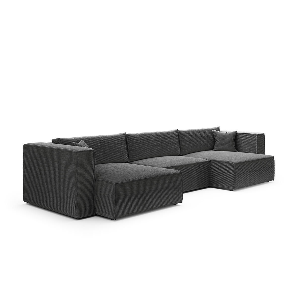 PANORAMASOFA Jimmy 5 Sitzplätze Grau - Grau, Holz (348/77/148cm) - Petits-meubles