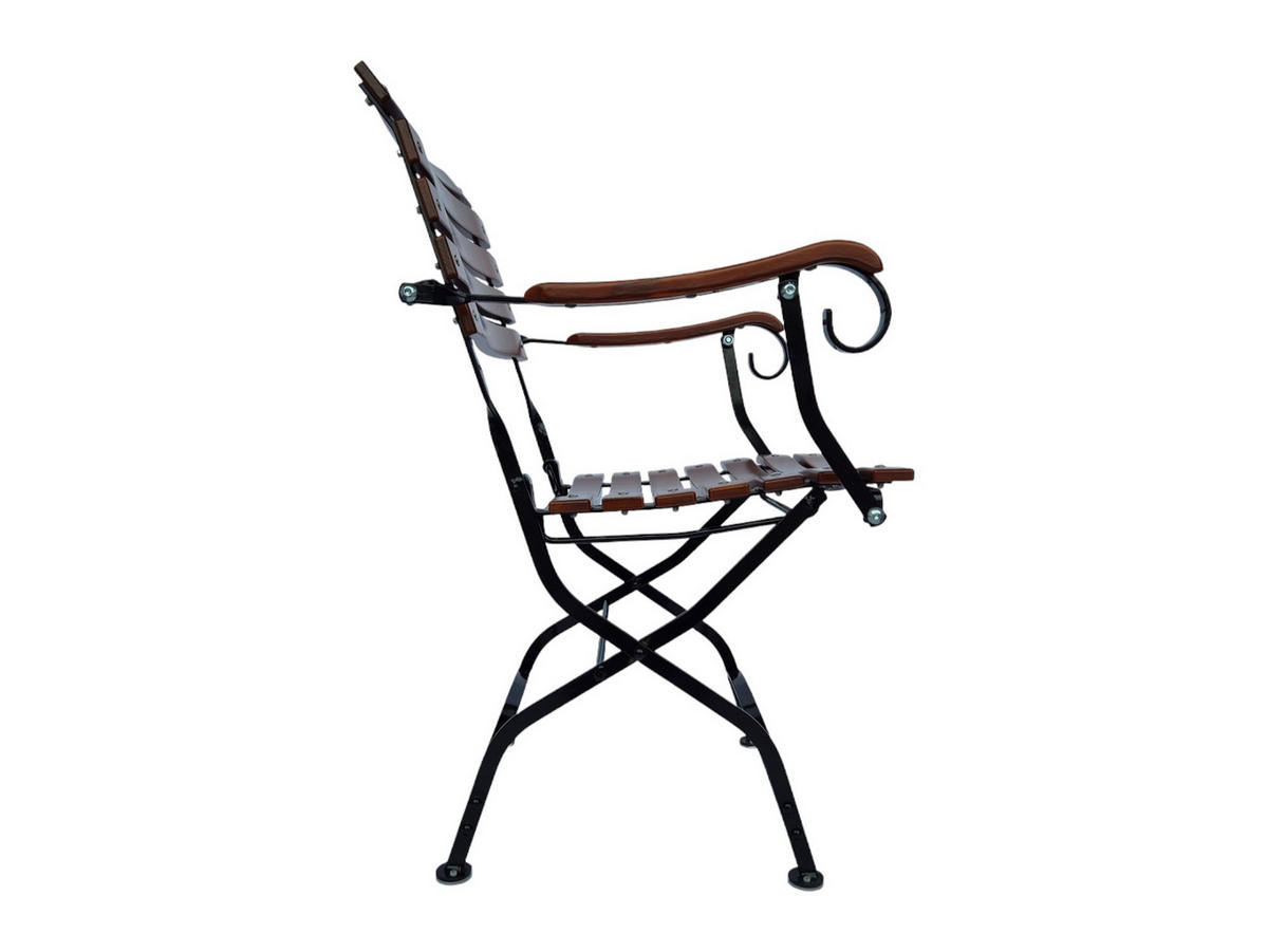 BIERGARTENSESSEL BAVARIA Mit Armlehne 1 Sitzer 90x42x46cm Klappbar Eschenholz Schwarz/Braun - Braun, Holz (46/90/42cm) - CHEFGASTRO