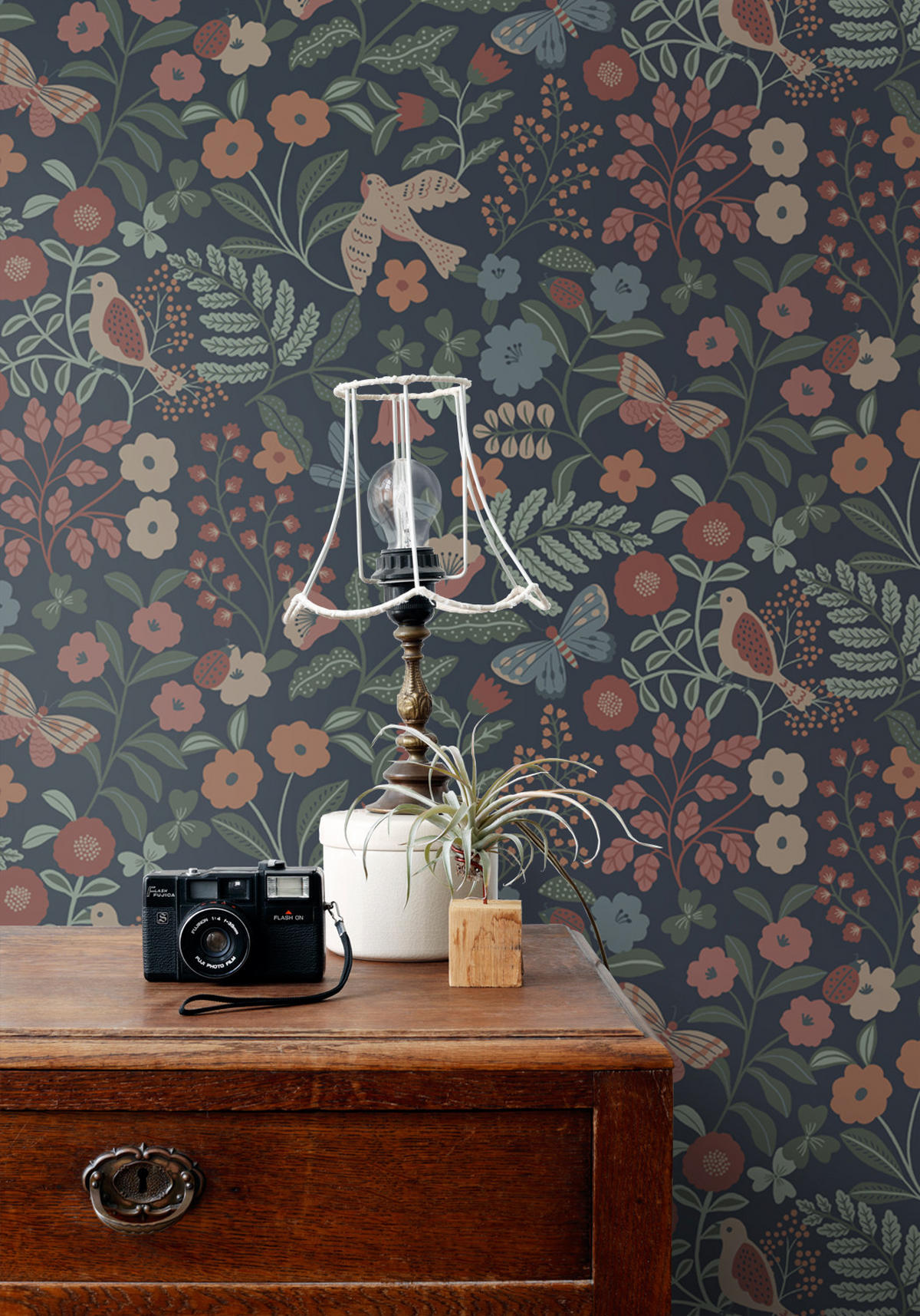 TAPETE Blumen und Vögel 53 cm x 10.05 m - Blau, Papier (53/0.1cm) - ESTAhome