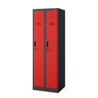 ZWEIFACH-PERSONALSCHRANK KACPER II 180x60x50 cm - Anthrazit/Rot, Metall (60/180/50cm) - Jan Nowak
