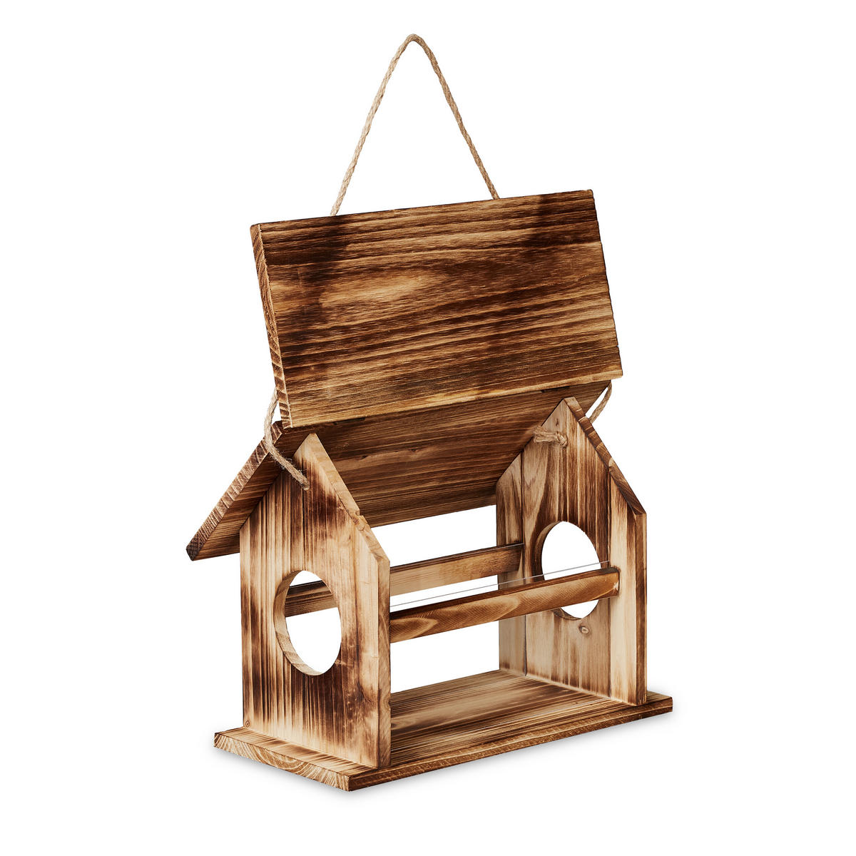 VOGELFUTTERHAUS - Braun, Holz/Kunststoff (30/24/21cm) - Relaxdays
