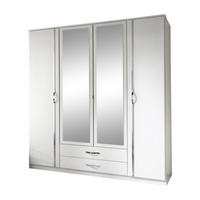 KLEIDERSCHRANK Duo in Weiß mit Aufleistungen in Chrom 179x199x58 cm (BxHxT) – Drehtürenschrank 179 cm Breite - Weiß, Holzwerkstoff (120/200/80cm)