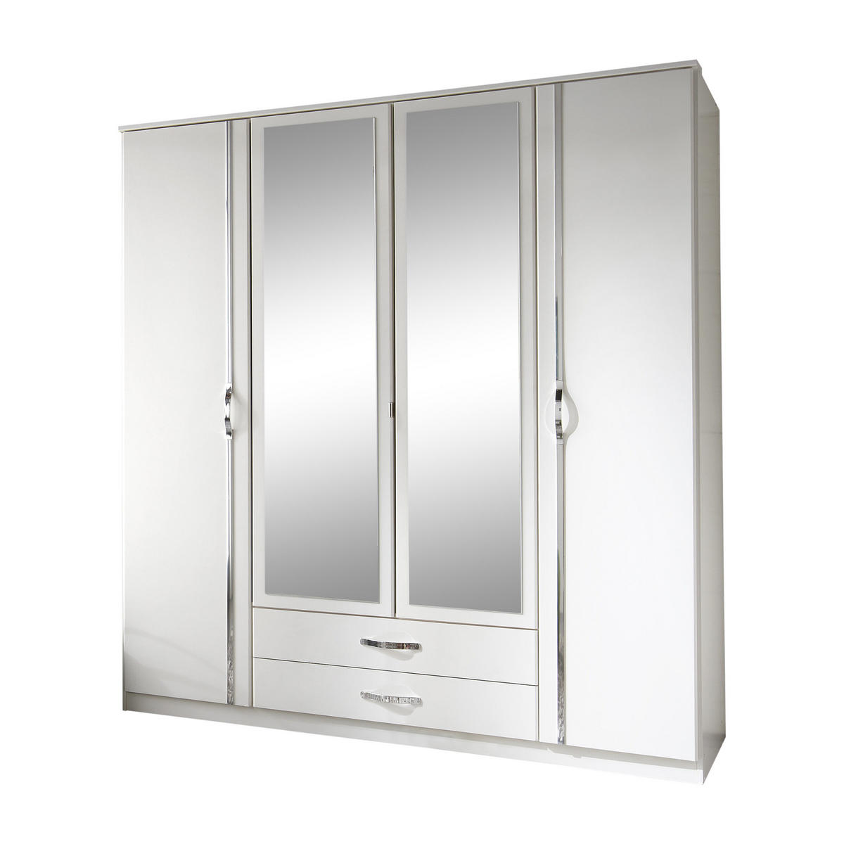 KLEIDERSCHRANK Duo in Weiß mit Aufleistungen in Chrom 179x199x58 cm (BxHxT) – Drehtürenschrank 179 cm Breite - Weiß, Holzwerkstoff (120/200/80cm)