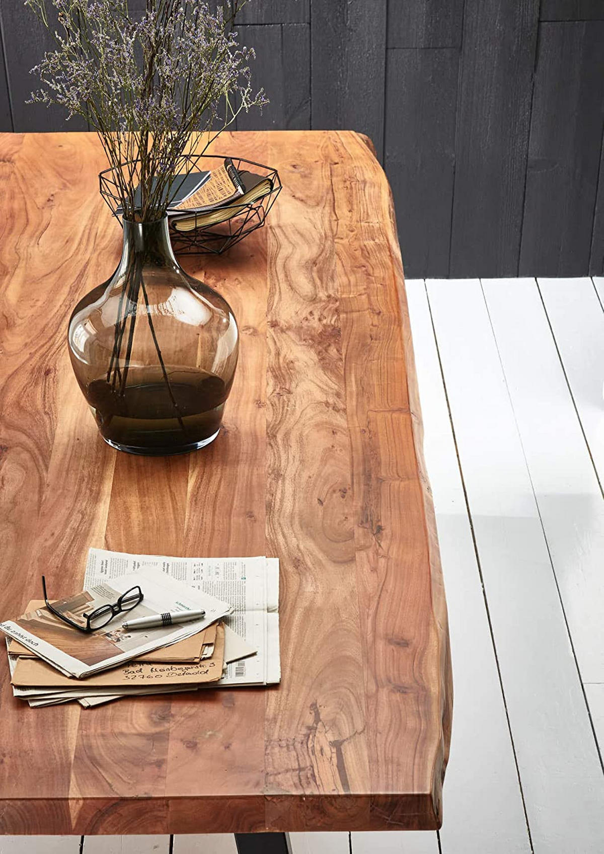 ESSTISCH VALIN - Beige/Schwarz, Holz/Metall (110/220/79cm) - SAM