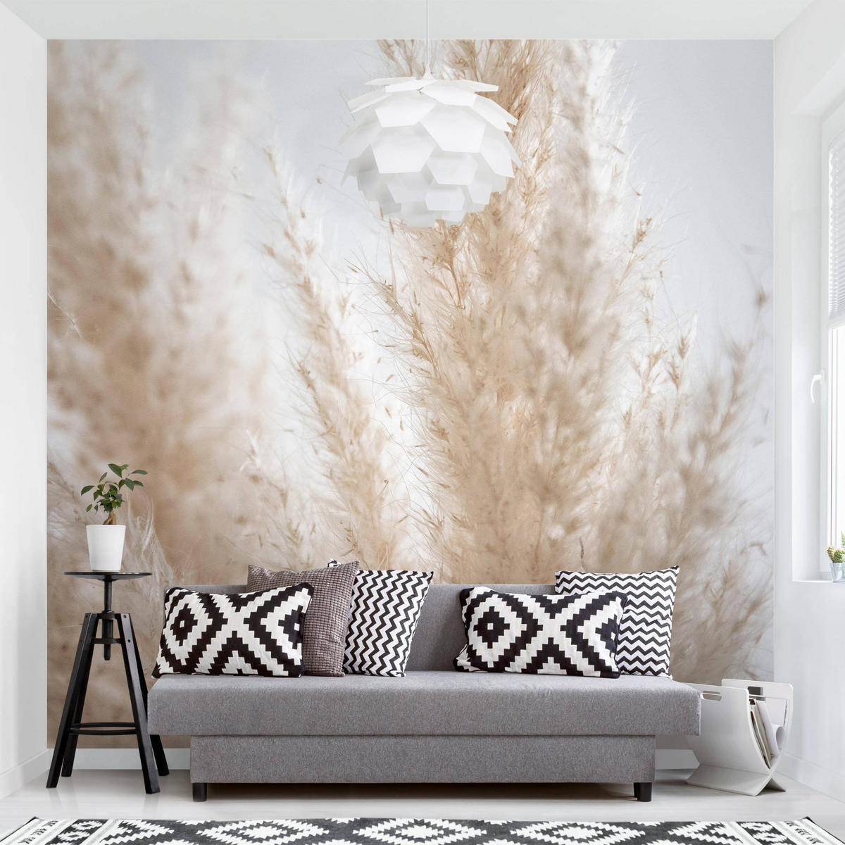 FOTOTAPETE Zartes Pampasgras Close Up 288/288 cm - Eichefarben, Papier (288/288cm) - Bilderwelten