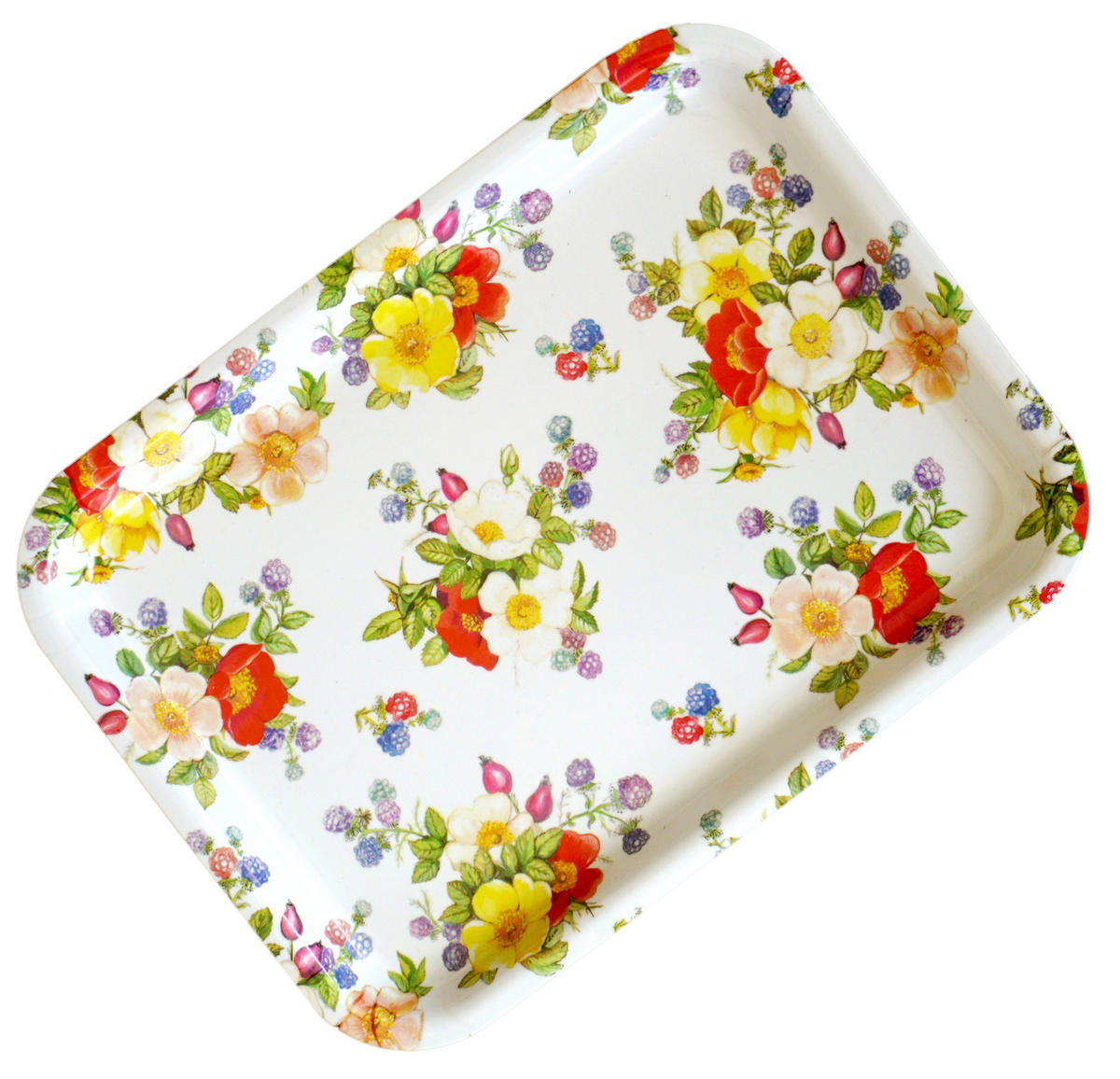 TABLETT Wildrosen, rechteckige Melamin Serviertablett 31x23 cm - Multicolor, Kunststoff (23/2/31cm) - Lashuma