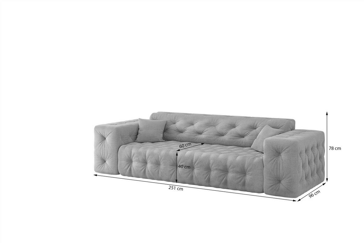 SOFA 3-sitzer Chantal - Creme, Holzwerkstoff/Textil (251/78/96cm) - Fun Möbel