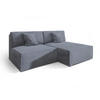 ECKSOFA FIORO M Grau Velours-Stoff mit Schlaffunktion - Grau, Holz (204/148cm) - MASSENO