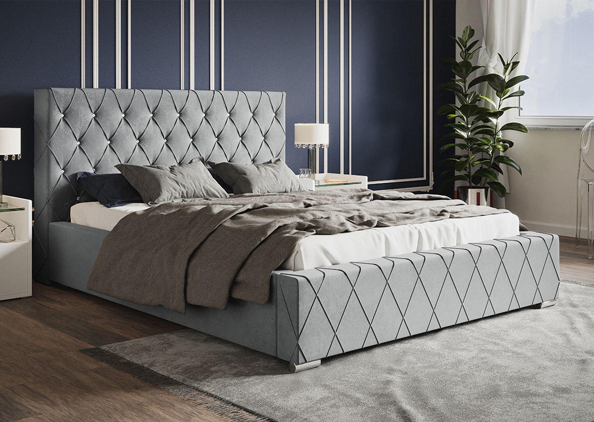 BETT Grau BEN 4 Glamour Stil 180x200 cm - Grau, Textil (180/200cm) - Sepro Meble