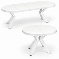 ESSTISCH rund ausziehbar 110/210/76 cm, Weiß, 54 cm Tischplatte + Metall Weiß - Weiß, Holzwerkstoff/Metall (110/210/76cm) - Damale Möbel