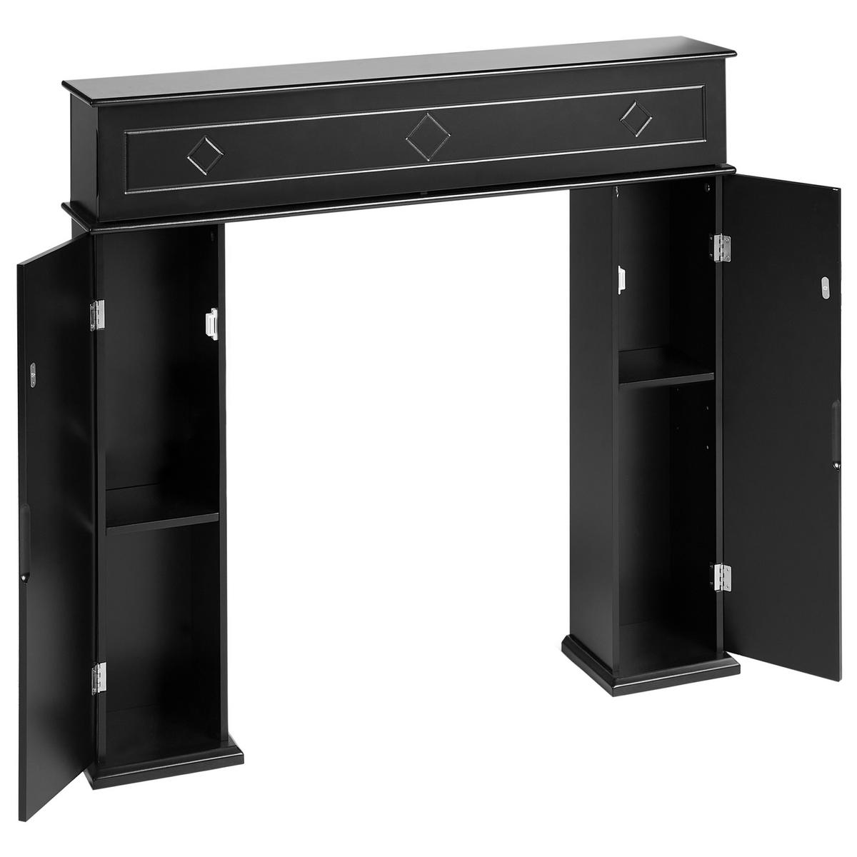 KAMINUMRANDUNG Schwarz Mispec - Schwarz, Holzwerkstoff (107/100/18cm) - Beliani
