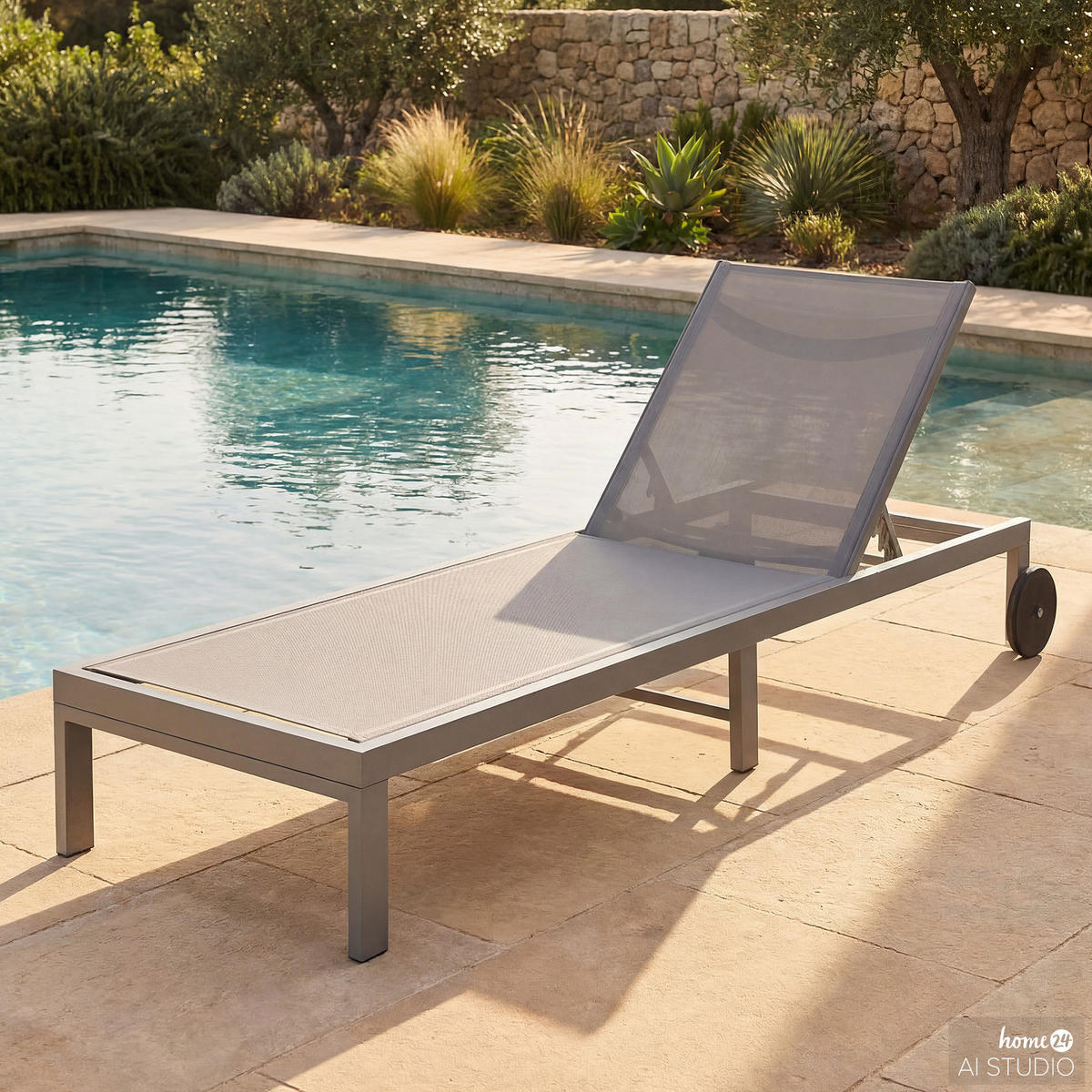 GARTENLIEGE - Aluminium / Textilene - Verstellbar - Taupe, Textil/Metall (65/30/195cm) - home24